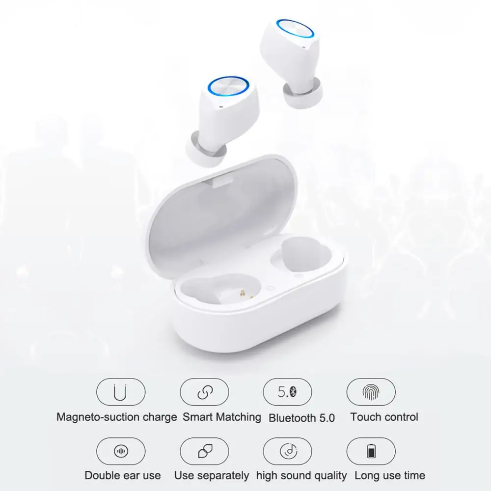 TW60 беспроводные наушники Buletooth 5,0 сенсорное управление бас объемный HiFi стерео наушники гарнитура шумоподавление с зарядным устройством