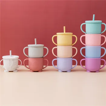 

Baby Silicone Sippy Cups Feeding Training Cups Drinking Bottles For Children Baby Drinkware For Toddlers With Silicone Straw Cup