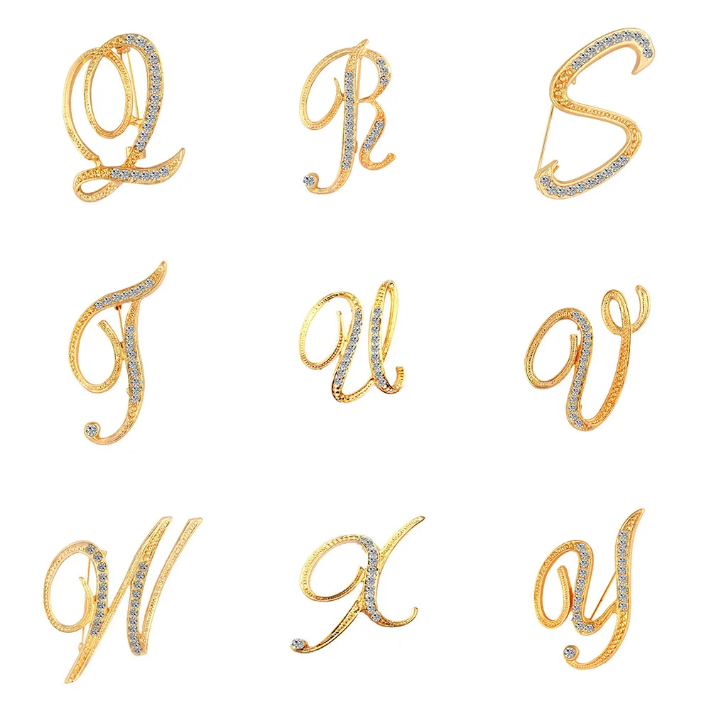 1 Pcs Pins Best Alphabet Letter A-Z Pins Trendy Metal Fashion New Hot Sale Gold-Tone Initial Letter Fashion Brooch Pins