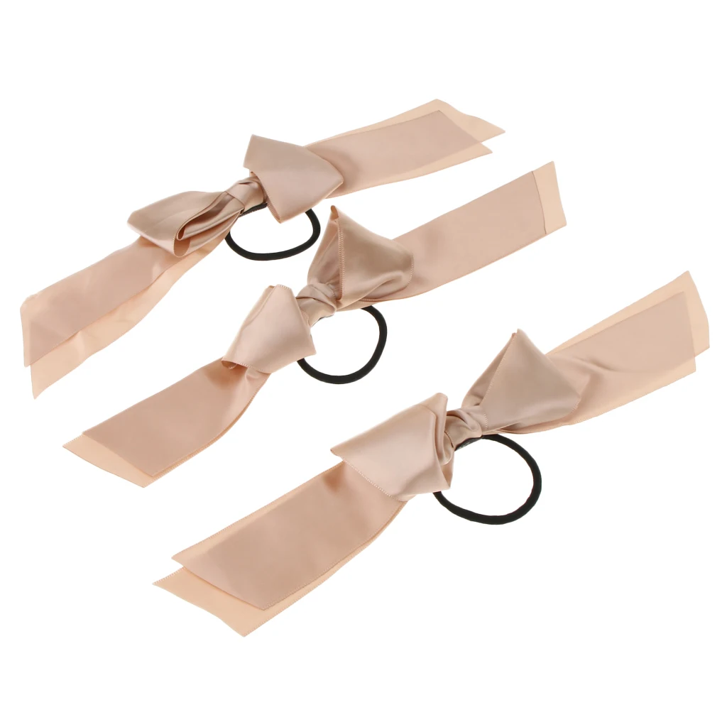 3x  Scrunchie Ponytail Holder Satin Ribbon Big Bow Hairband Hair Rope