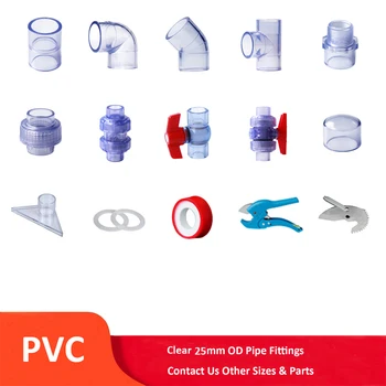 

Clear PVC 25mm ID Pressure Pipe Fittings Metric Solvent Weld Aquarium Pond Garden DIY Socket Elbow Tee Union End Cap