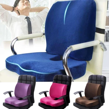 

2 In 1 Fiber Memory Foam Seat Cushion Back Cushion Slow Rebound Waist Support Set with Home Office