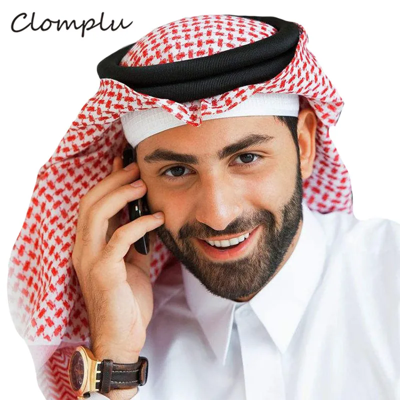 

Clomplu Muslim Prayer Hat/Cap Islam Arabic Saudi Arabia Turban Ramadan Fashion Plaid Muslim Hats Islamic Clothing Men Head Band
