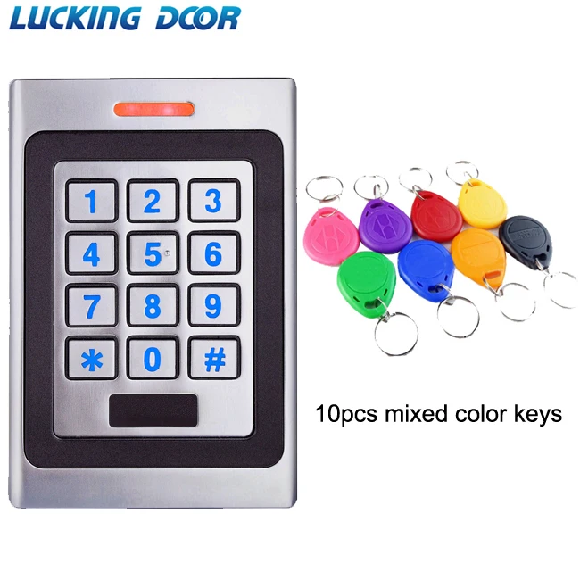 RFID Клавиатура система контроля доступа Комплект Дверной замок 125 кГц EM карта IP67 водонепроницаемый металлический чехол для безопасности входная дверь считыватель автономный - Цвет: AC and 10 color key