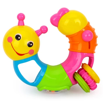 

Worm Rattle Toys Baby Toys 6 to 12 Months with Rotary Head, Holding Rings, Colorful Beads, Small Mirror and Twisting Game