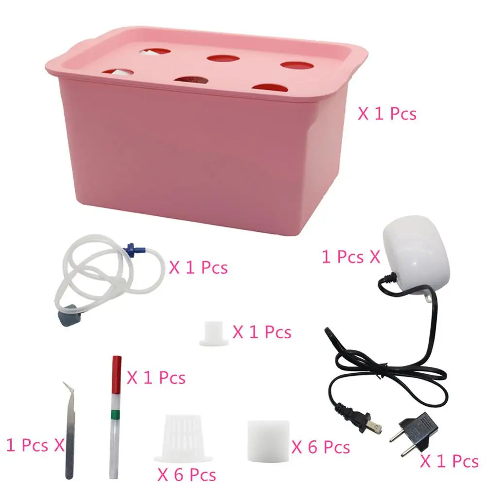 6 Hole Plant Hydroponic System Indoor Garden Box Growth Kit Garden Flower Pot Plant Seed Nursery Flower Pot 220V/110V 1 Set