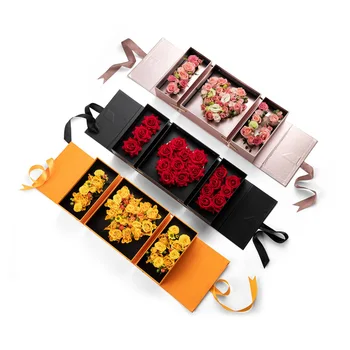 

New Creative Flowers Gift Square Laminate Love Flowers and Valentine's Day Roses Gift Box Mud cha hua he