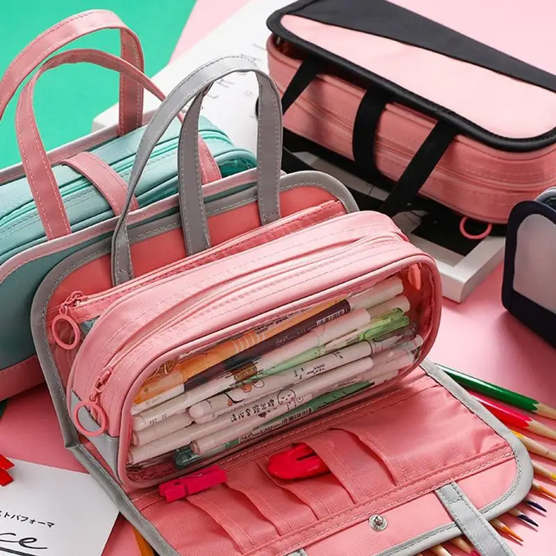 

1pcs Oxford Cloth Multi-layer Large Capacity Student Stationery Box Pencil Bag Personality Creative Multifunctional Storage Bag