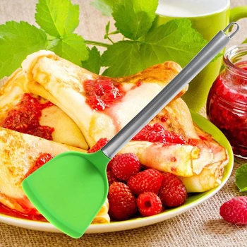 

New Green/Black Food Grade Silicone Spatula Non Stick Spatula Pancake Omelets Slice Turner Kitchen Utensils
