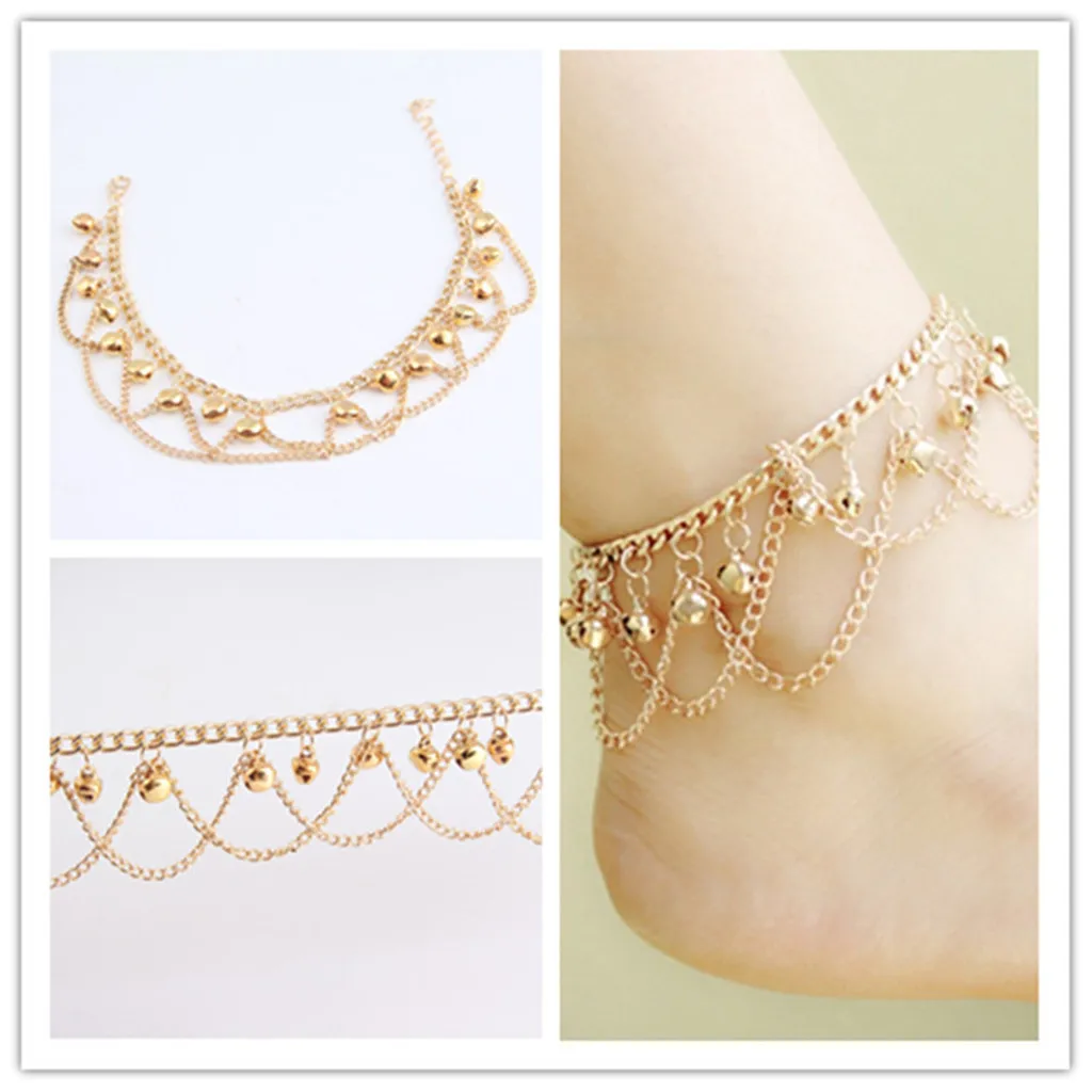 Style Vintage Bohemian Gold Color Chain Anklets Women Girls Key Heart Butterfly Leg Ankle Anklet Bracelet Beach Jewelry | Украшения и