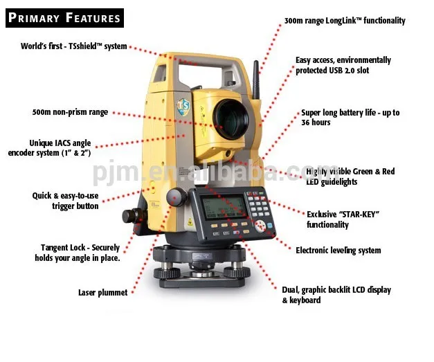topcon estacao total surveying equipments es-101/102/103/105/107 with 500m non-prism range electronic leveling system