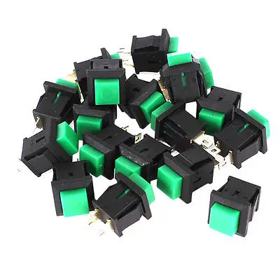 

18 Pcs Momentary SPST 2 Pins Green Square Head Push Button Switch AC 125V 1A