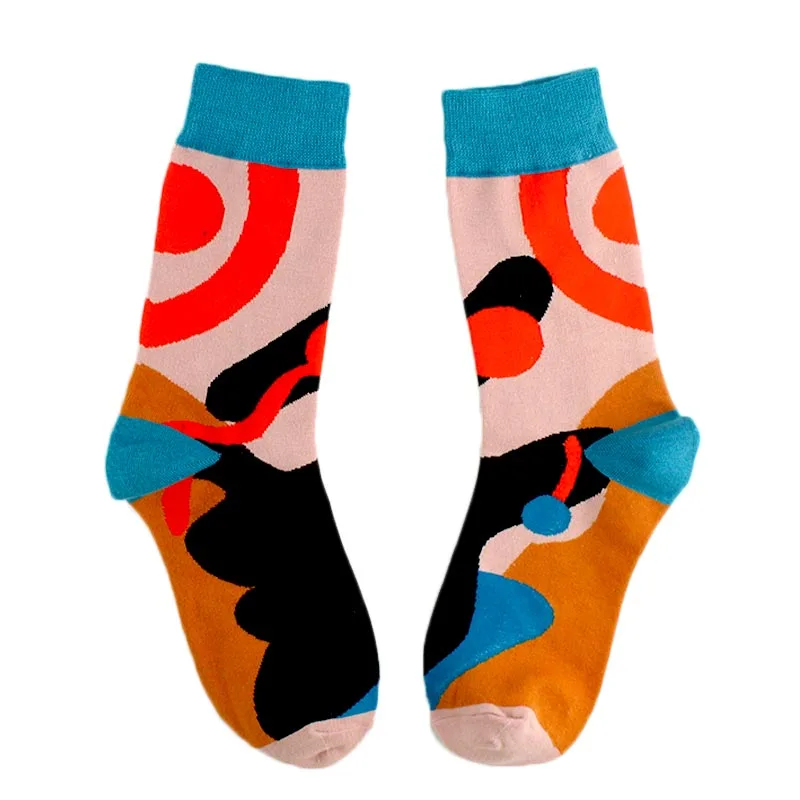 [WPLOIKJD] Японский художественный стиль креативные красочные хлопковые носки со смешным рисунком для женщин Calcetines Skarpetki Harajuku Sokken - Цвет: 10