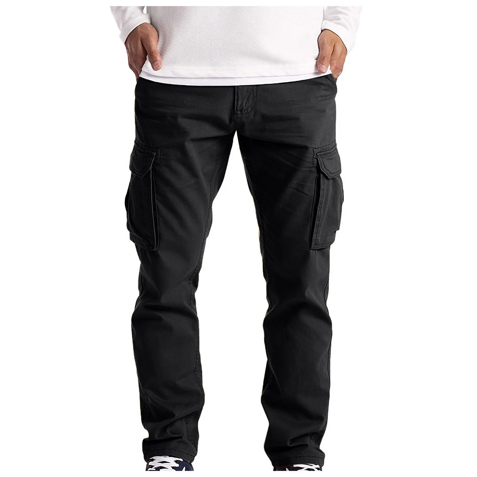 Men s Summer Multi Pocket Straight Casual Pants Male Cargo Trousers
