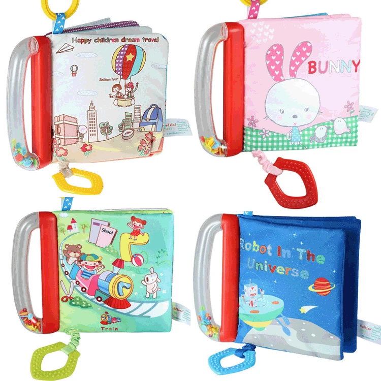

Baby 3d Cloth Book Early Education Cognition Parent-child Baby Not Tear Books Sound Paper with Teeth Glue Ring