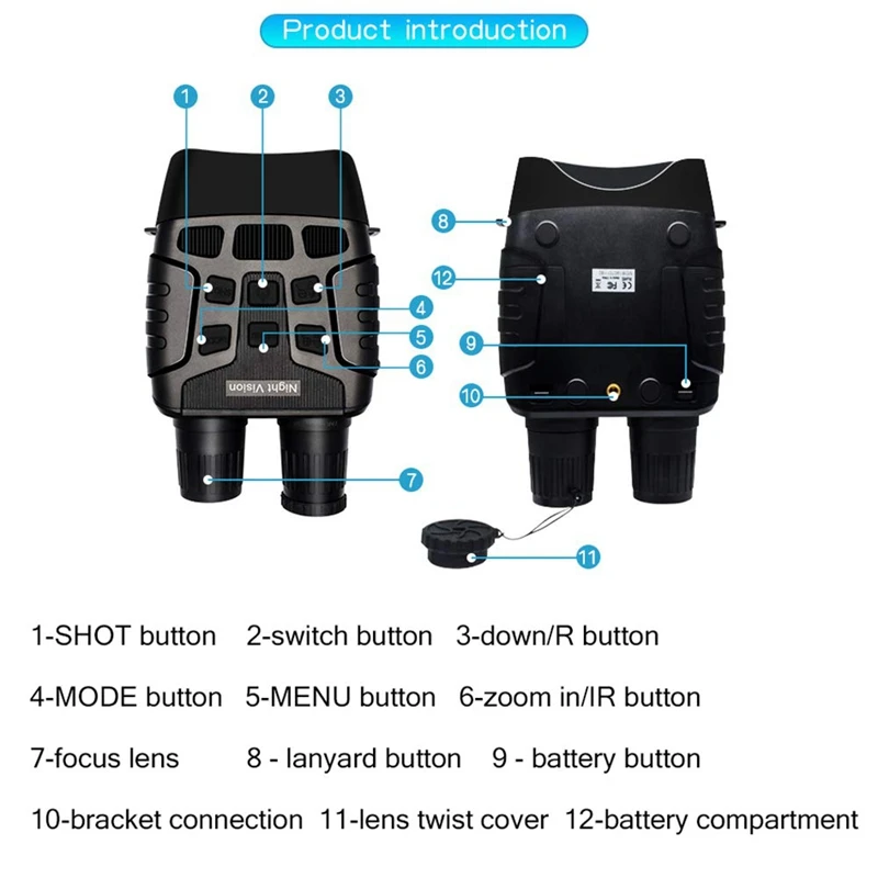  Binocular Night-Vision Telescope 720P HD Digital Infrared Hunting with 2.31 inch TFT LCD and 3X Mag