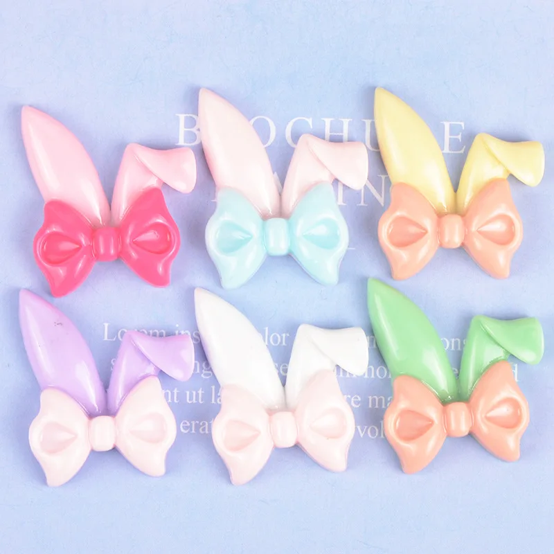 

10pcs/lot Cartoon Resin Multicolor Bow Tie Rabbit Ears Jewelry Pendant DIY Hairpin Hair Rope Making Materials Resin Decoration