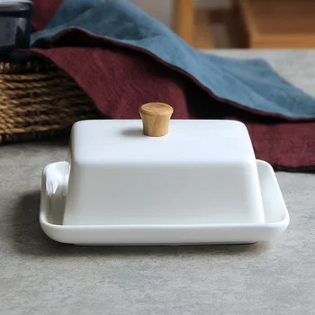 

1pc Butter Dish Butter Keeper Porcelain Container with Lid Durable Plate Deep Container with Cover Ceramic Butter Box
