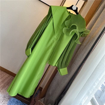 

Long Organza Blouse Woman 2020 Spring Summer New Irregular Flounced Organza Gauze Shirt Tops Holiday Seaside Beach Blouse Top