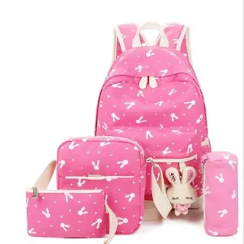 

School Bags for Teenagers Girls Schoolbag Large Capacity Ladies Printing School Backpack Set Rucksack Bagpack Cute Book Bags