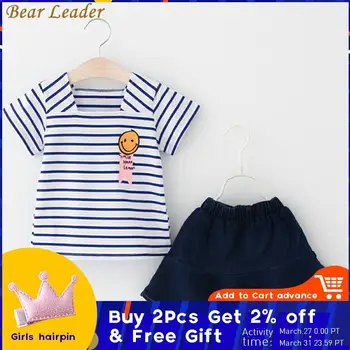 

Bear Leader Girls Clothing Set 2020 Girls Sets Cute Shortsleeve Letter T-shirt + Curl Bow Skirt 2 sets Children Clothe Set