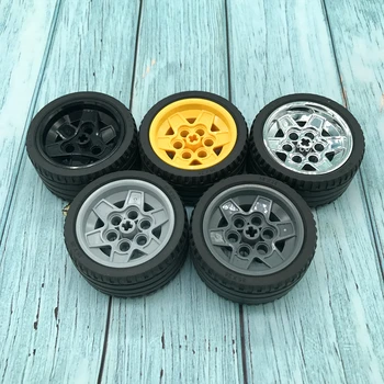 

2Pcs/Lot 41897 Tyre 56x28 ZR Street & 56908 Wheel 43.2x26 Technic Racing Small with 6 Pinholes Blocks Bricks Toys Fit for logoes