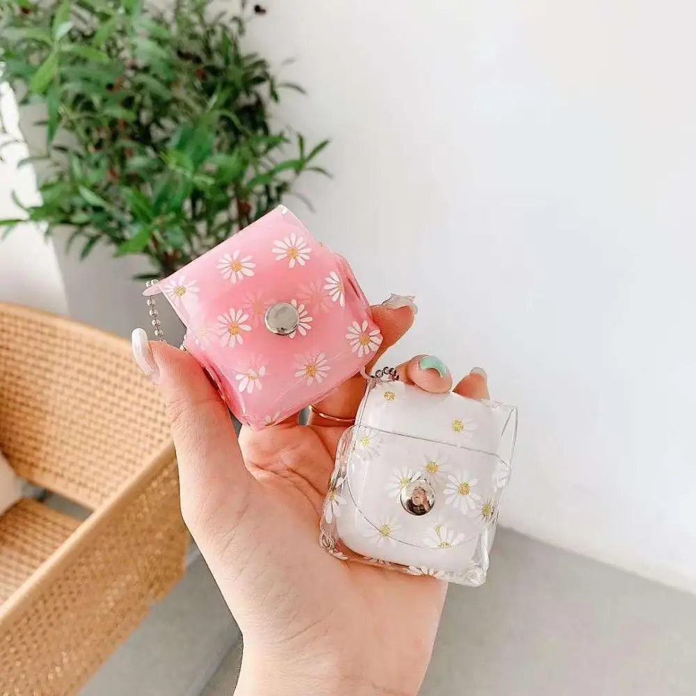Luxury Cute Daisy Colorful bag Case For AirPods 1 2 i7 i9 Charging Box Transparent Wireless Bluetooth Earphone Protective Cover |