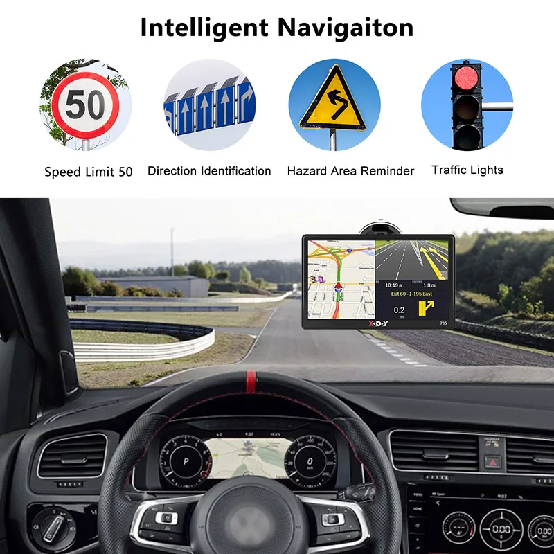 XGODY Car Navigator GPS Vehicle 7 Inch 8GB HD Screen Car GPS Navigation Voice Prompts Truck Navigation America Free Map 2020