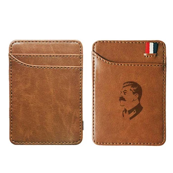 

Antique Soviet Hero Stalin Wallet high quality leather magic wallets Fashion men Women money clips card purse cash holder