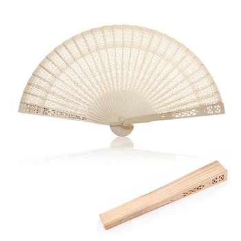 

Summer Vintage Folding Bamboo Wooden Carved Hand Fan Wedding Bridal Party