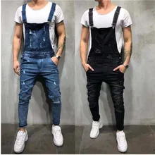Модные мужские рваные джинсы комбинезоны Hi Street Distressed Denim bib Комбинезоны для мужчин брюки на подтяжках Размер S-XXXL