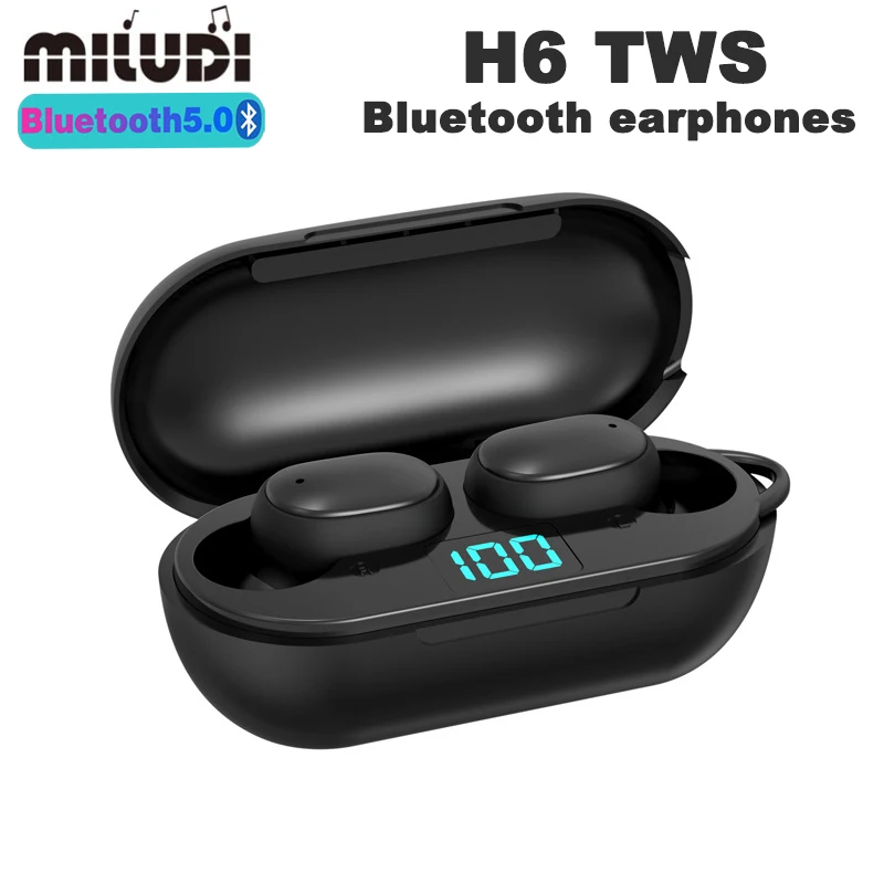 TWS стереонаушники H6 с поддержкой Bluetooth 5 0 и светодиодным дисплеем|Наушники