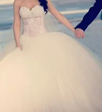 

Puffy Ball Gown Sweetheart Lace Corest Fashion Wedding Dresses New Arrival