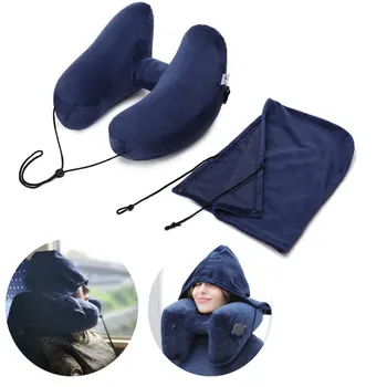 

H-shaped Inflatable Travel Pillow With Hat Air Cushion Folding Lightweight Nap Neck Pillow Office Car Airplane Sleeping Cushion