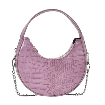 

Retro Stone Pattern Half Moon PU Leather Crossbody Bags For Women 2020 Small Shoulder Messenger Bag Lady Phone Handbag and Purse