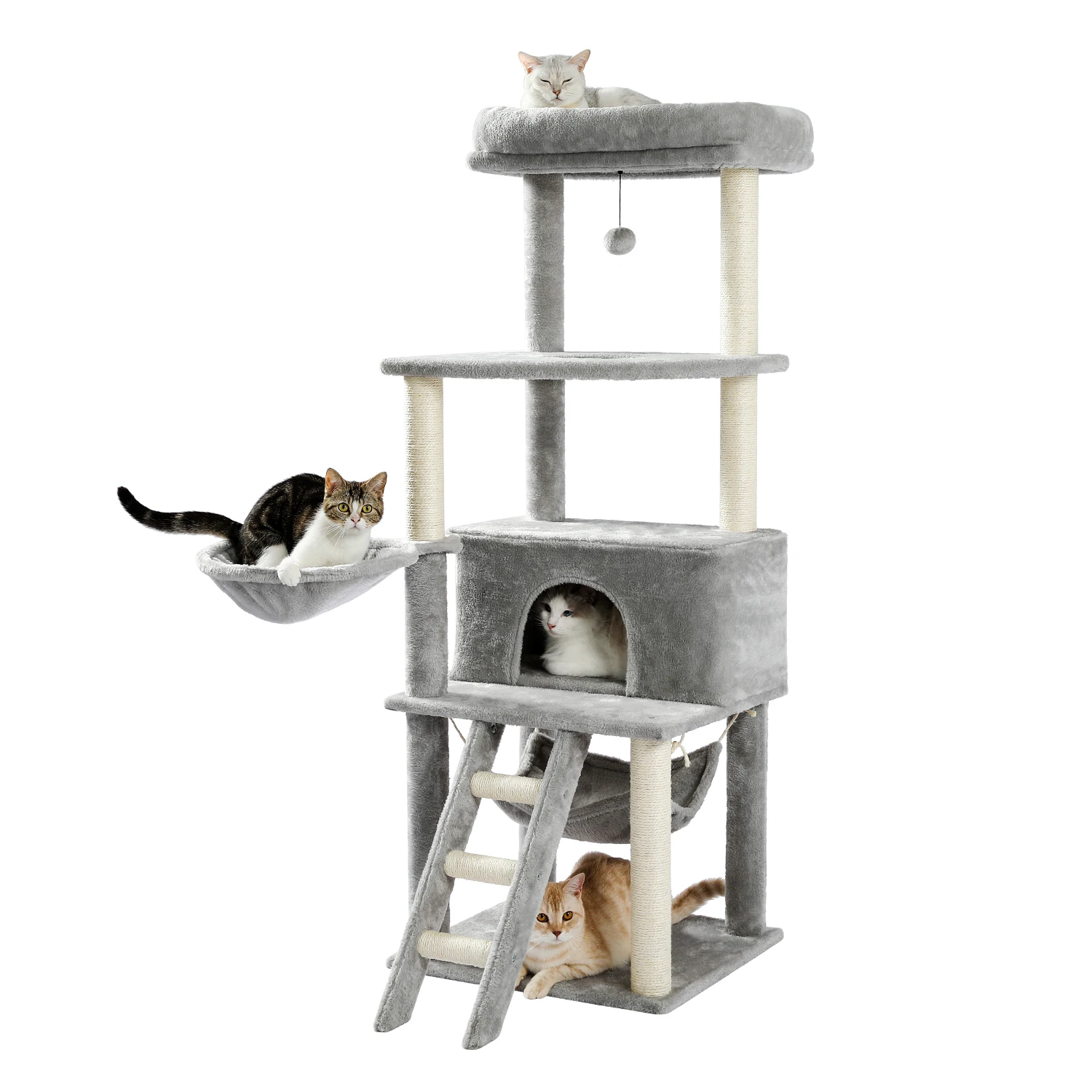 3 Level Cat Scratching Post Activity Tree Climbing Frame & Hideaway Scratcher 