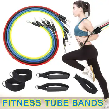 

11pcs/set Resistance Bands Latex Pull Rope Fitness Equipment Exercises Tubes Pedal Excerciser Body Training Workout Yoga + Bag
