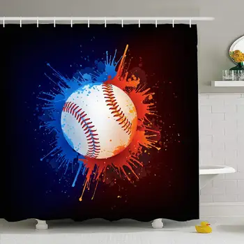 

Shower Curtain Set with Hooks 60x72 Symbol Summer Baseball Softball Ball Sports Sport Nobody Recreation Sign Storm Run Objects