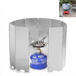 9 Plates Gas Stove Wind Shield Outdoor Camping Picnic Cooking Burner Windproof Screen Aluminum Alloy Wind Screen