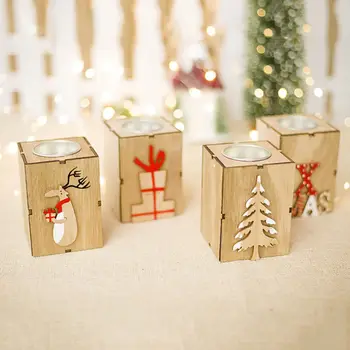 

Multicolor Mini Wooden Candlestick Home Decor Wood Tree Creative Decoration Xams Wedding Wooden Candlestick Romantic Party