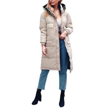 

New Autumn And Winter Casual Fashion Long Hooded Thick High Collar Parkas Zipper Jacket Black XL