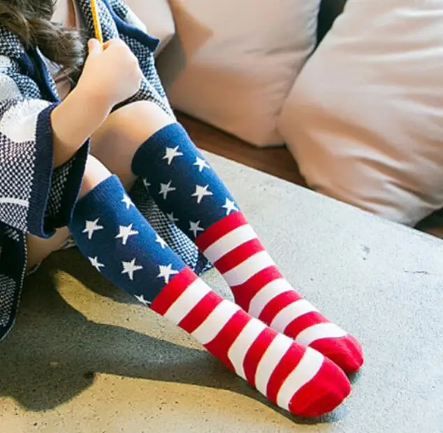 American flag 1 пара, Милые Носки с рисунком лисы для малышей, Зимние гольфы для девочек и мальчиков, мягкий хлопковый носок, носки с изображением совы, медведя и животных для малышей 0-3 лет - Цвет: American flag
