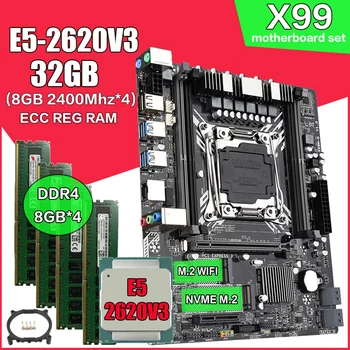 

JINGSHA X99 Motherboard With LGA2011-3 Xeon E5 2620 V3 Processor and 4*8GB ECC REG 32GB 2400MHZ Memory USB 3.0 M.2 NVME WIFI