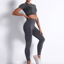 Sem costura treino calças de yoga esportes de fitness terno de yoga conjunto t shirts sutiã esportivo cintura alta collants roupas de ginástica