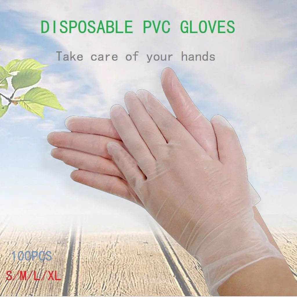 100PCS Disposable Clear PVC Protection Gloves Beauty Garden Restaurant Home Protect your hands guantes rekawiczki перчатки NEW photo