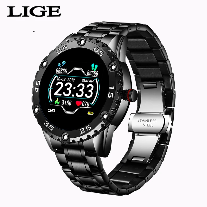 

LIGE Men Smart Watch Heart Rate Monitoring Smartwatch Waterproof Fitness Tracker Pedometer Sport Smart Watch Men for Android ios