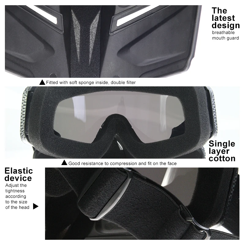 Mosodo Ski Goggles Motorcycle Goggles with Removable Face Mask for Men Women Skiing Sunglasses Snowmobile Anti-fog Eyewear 4