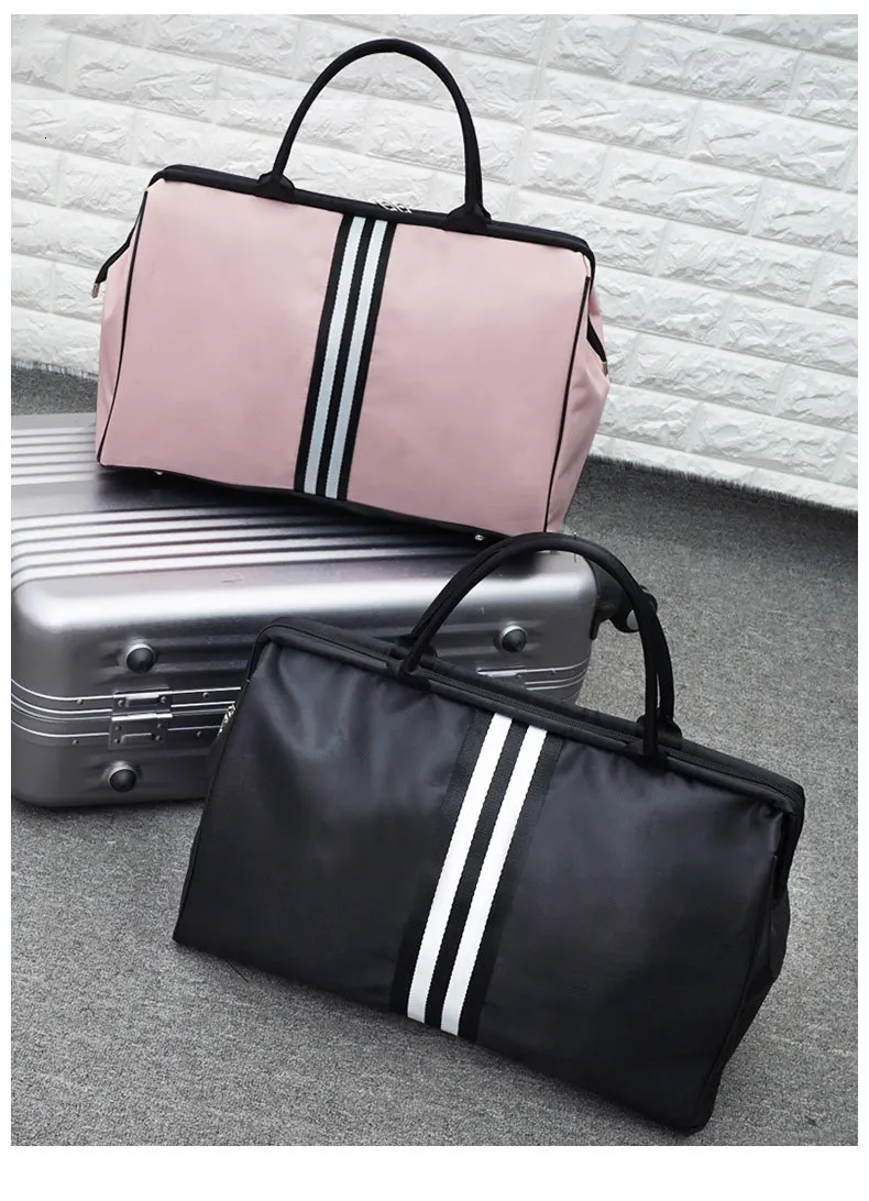 Женская сумка для путешествий на ночь и выходные, женская сумка в полоску, большая дорожная сумка, светильник для багажа, Мужская складная сумка для путешествий, Корейская сумка XA637WB