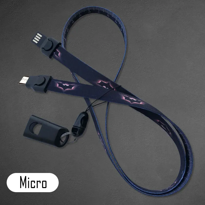 Модный Вендетта Бэтмен граффити Micro type C USB кабель повесить ремень линейка для телефона calibung IQOS Smok Relx красный черный - Цвет: E Micro