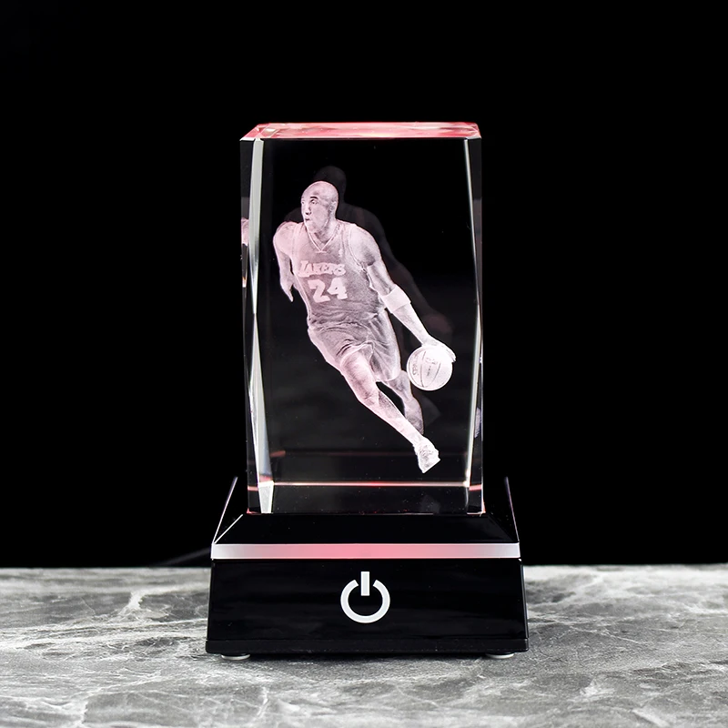 Mamba Never Out Crystal 3D Kobe Bryant Figurines Statue Laser Engraving Cube Boyfreind Birthday Commemoration Gifts 5